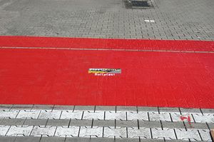 Red PlastiRoute™ Rollplast applied to blocks