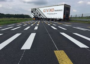 Thermoplastic markings at road trial